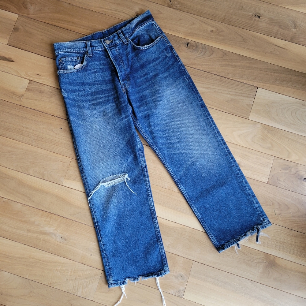 NWT Cheap Monday "Sound" Straight Distressed Cropped Jeans